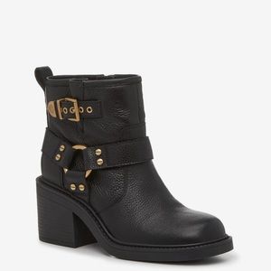 Vince Camuto Bipdi Black Moto Biker Boot. Excellent Pre Owned Condition. 10M